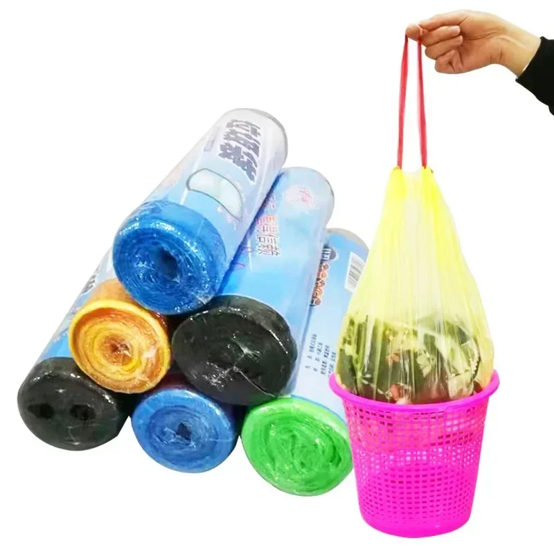 Disposable Thickened Garbage Bag Vest Type Trash Can Storage Bag Household Kitchen Plastic Bag 1Roll Pañalera Sac Pour Couches
