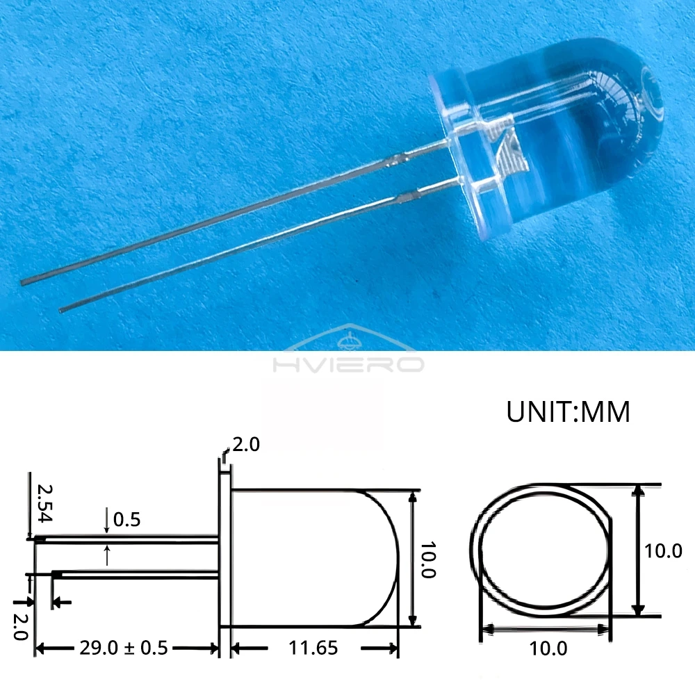 50 個 10 ミリメートルラウンドトップ超高輝度ランプビーズクリア発光ダイオード LED 白赤緑青黄 UV ピンクオレンジドーム電球