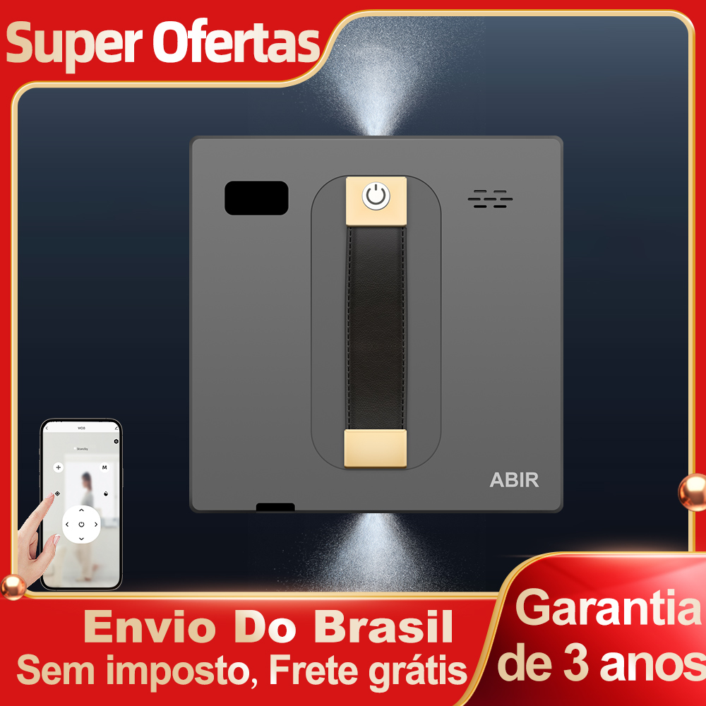 Robô aspirador de pó para janela abir wd8, spray ultrassônico duplo, aplicativo e controle remoto, esfregão de vidro para casa inteligente, robô de limpeza automática de parede