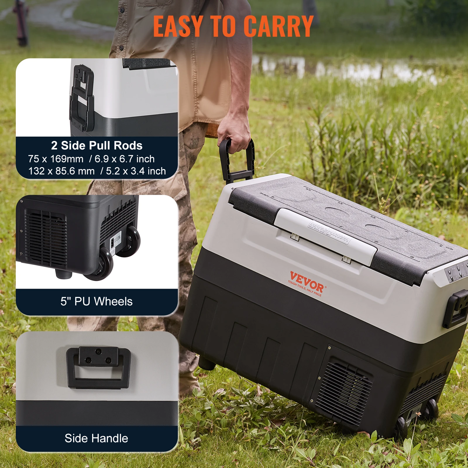 VEVOR 38L-53L Car Refrigerator Portable Mulifunction Fridge Freezer Cooler Ice Box for RV Travelling Camping Fishing Keep Cool
