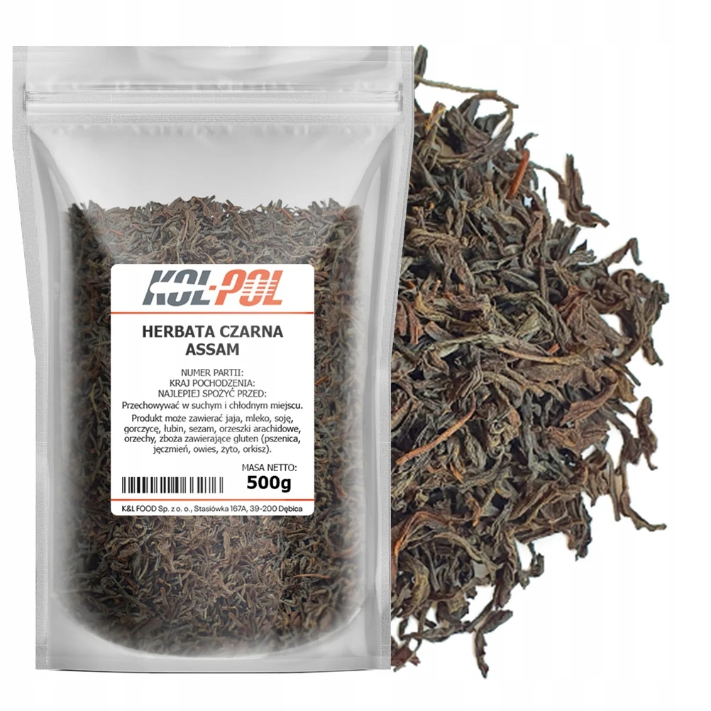 HERBATA CZARNA ASSAM 500g Liściasta aromatyczna mocny smak Indie Kol-Pol