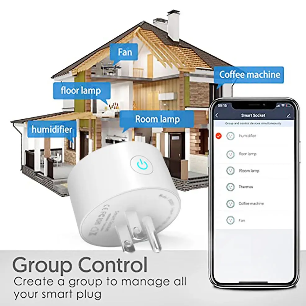 Smart Wifi Plug US Standard Wireless Outlet 10A Remote Control Smart Home Appliances Work With Alexa Google Home Tuya