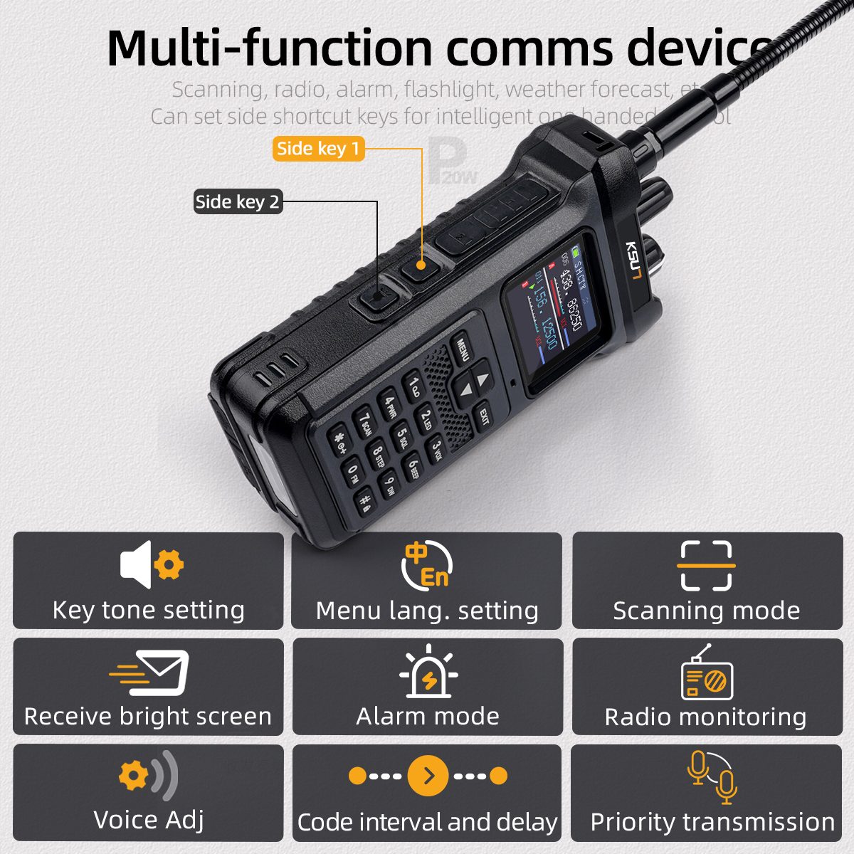 KSUT UV119D VHF UHF двухдиапазонный любительский радиофонарик с обратной зарядкой, домофон 20 Вт, рация высокой мощности для наружной промышленности