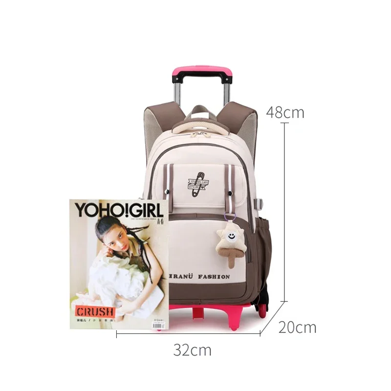 Kinder Schul rucksack mit Rädern Roll rucksack für Mädchen Student Roll rucksack Trolley Schult asche Reisewagen Gepäck