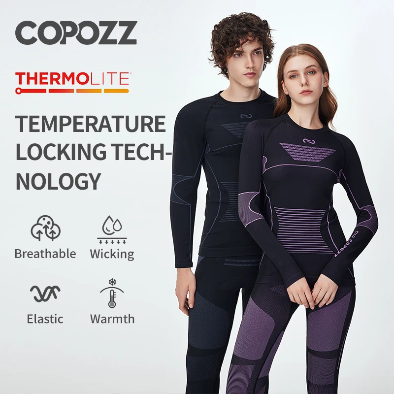 COPOZZ 新しい冬速乾性サーマル下着男性女性超ソフトスキー暖かいロングジョンズスキーサーマル下着セット女性のための