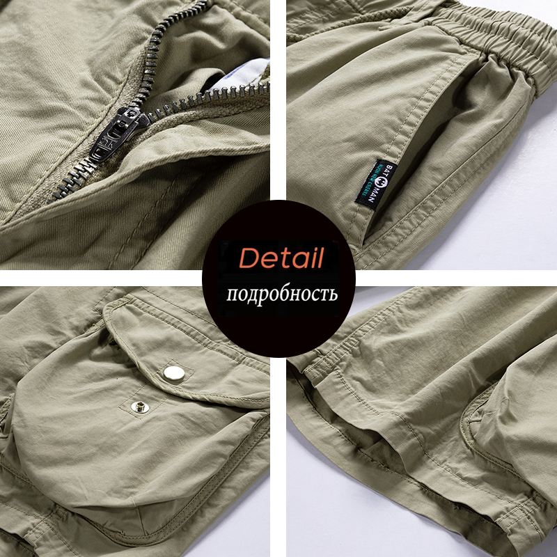 Pantalones cortos Cargo de algodón para hombre, ropa de verano para hombre, cintura elástica, informal, liso, para correr en la playa, pantalones cortos con múltiples bolsillos para hombre 40