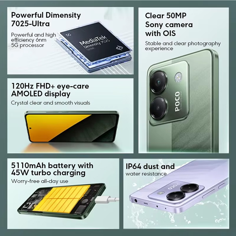 Глобальная версия смартфона POCO M7 Pro NFC, размер 7025-Ultra, 120 Гц, 6,67 дюйма, AMOLED, 50 МП, камера с турбозарядкой OIS, 45 Вт, 5110 мАч