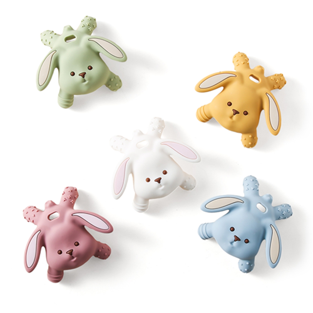 Gel de dentition en Silicone pour bébé, lapin de dessin animé, jouets molaires de qualité alimentaire sans BPA, anneaux de dentition pour bébé, accessoires d'allaitement pour nouveau-né