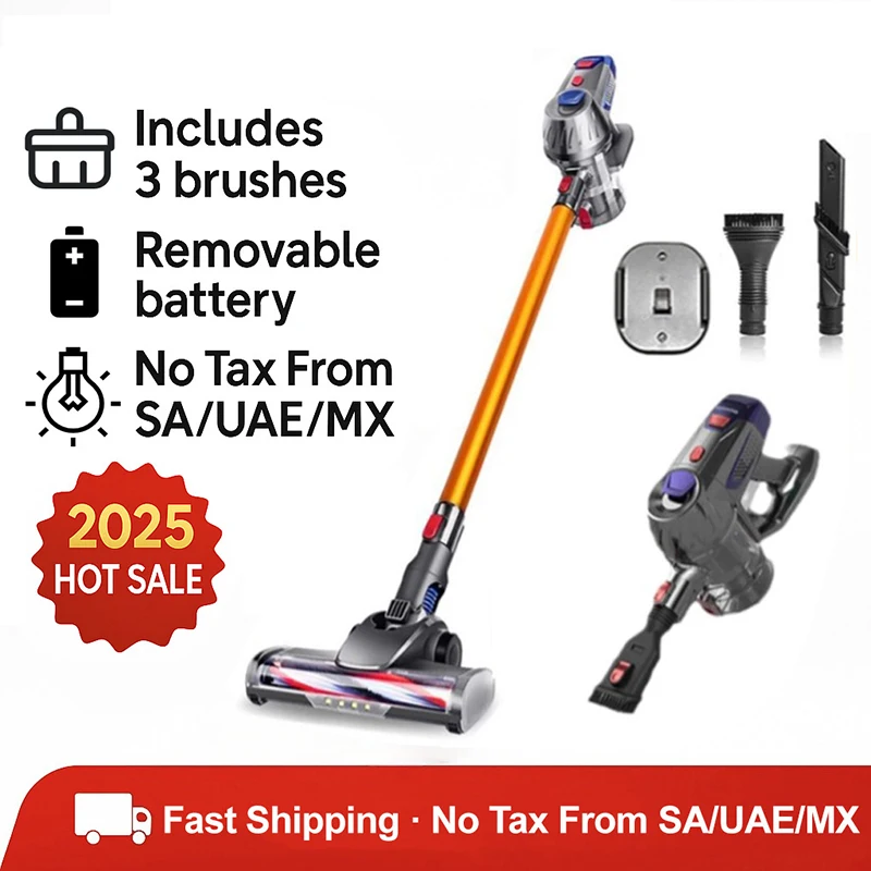 Aspiradora de mano inalámbrica, potente succión de 15kPa, doble Motor, iluminación LED, batería desmontable, limpiador de polvo inalámbrico para el hogar