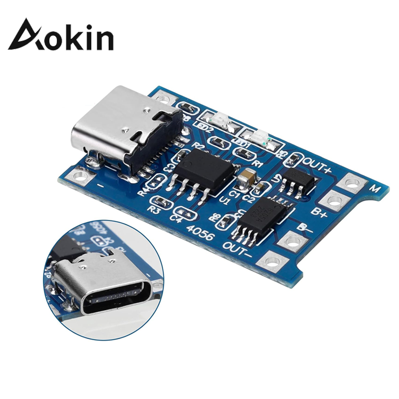 Aokin 5V 1A Micro/tipo-c/Mini 18650 TP4056 módulo de cargador de batería de litio placa de carga con protección funciones duales Li-ion