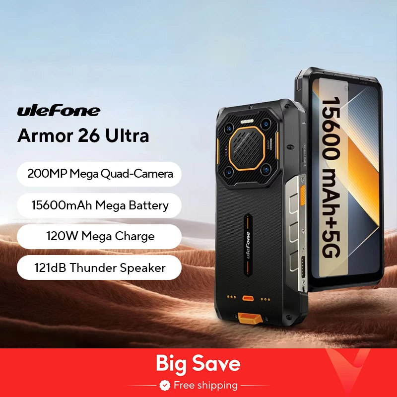 【Estreia mundial】Ulefone Armor 26 Ultra 5G Smartphone robusto à prova d'água 120W 15600mAh 200MP + 64MP Smartphone até 24GB + 512GB NFC