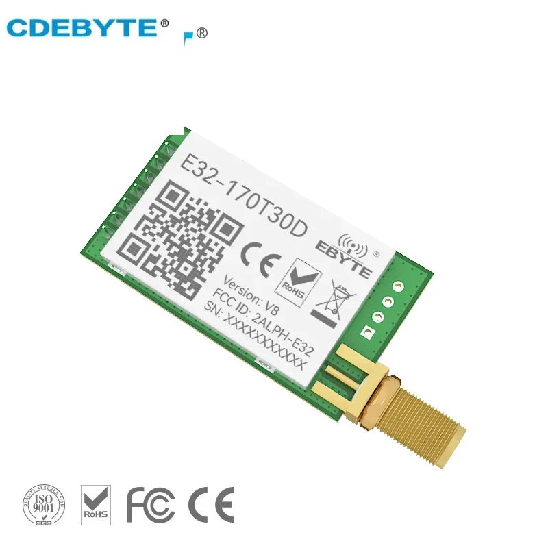 LoRa 170MHz transmisor transceptor inalámbrico de largo alcance 8km 1W antena SMA transceptor transmisor receptor módulo RF CDEBYTE