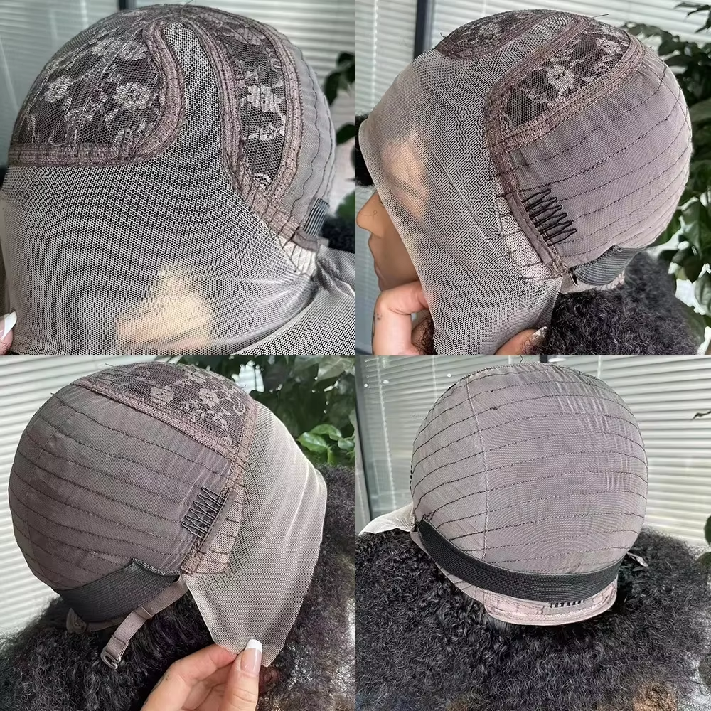 Afro Kinky Curlyโปร่งใสลูกไม้ด้านหน้าวิกผมบราซิลRemyมนุษย์ผมลูกไม้เส้นผมธรรมชาติ 13X4X2 Afroสั้นBobวิกผมมนุษย์