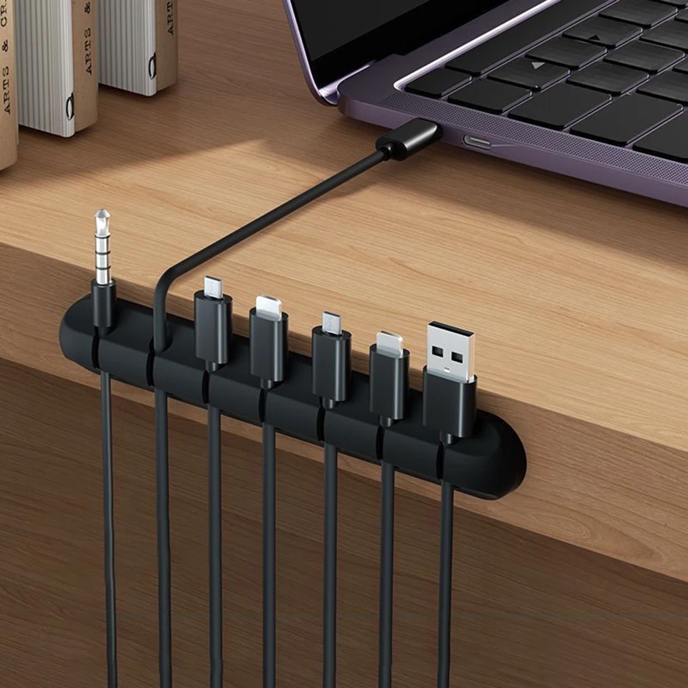 Selbstklebender Netzkabel-Kabelmanager, fester Spannfutterstecker, Mauskabel, Headset-Aufwicklung, Handy-Datenkabel, Karte, Silikon, Desktop
