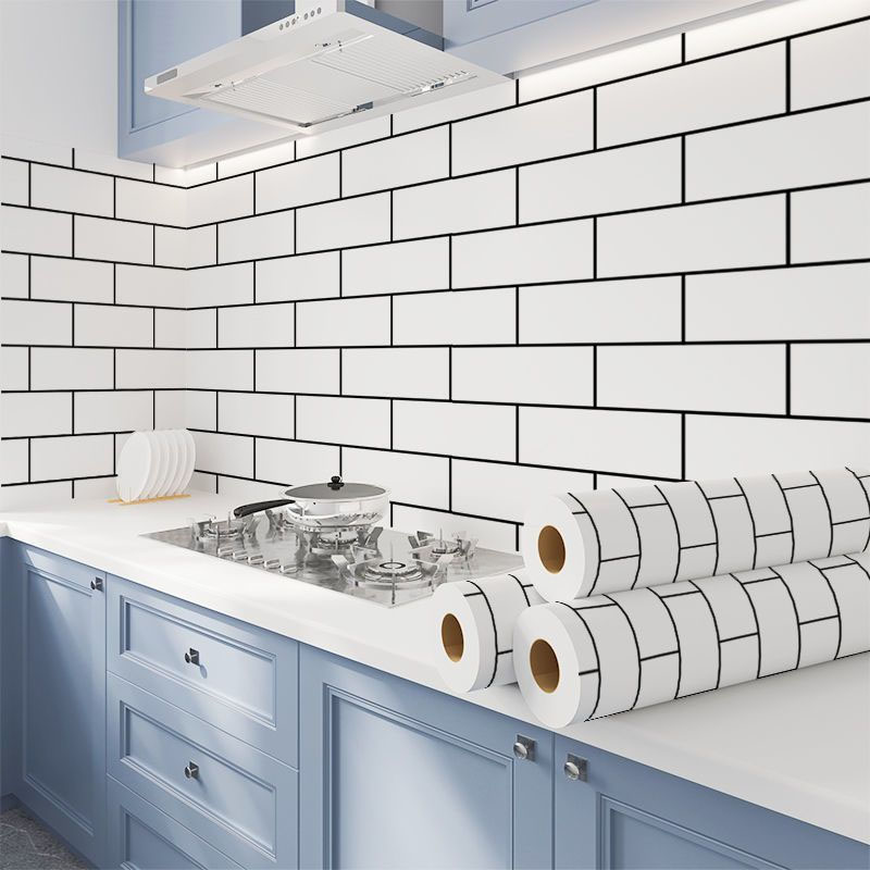 Keukenkasten Behang Muurstickers Witte baksteen Waterdicht en oliebestendig 40 cm Hoge temperatuurbestendigheid Lijm Thuis