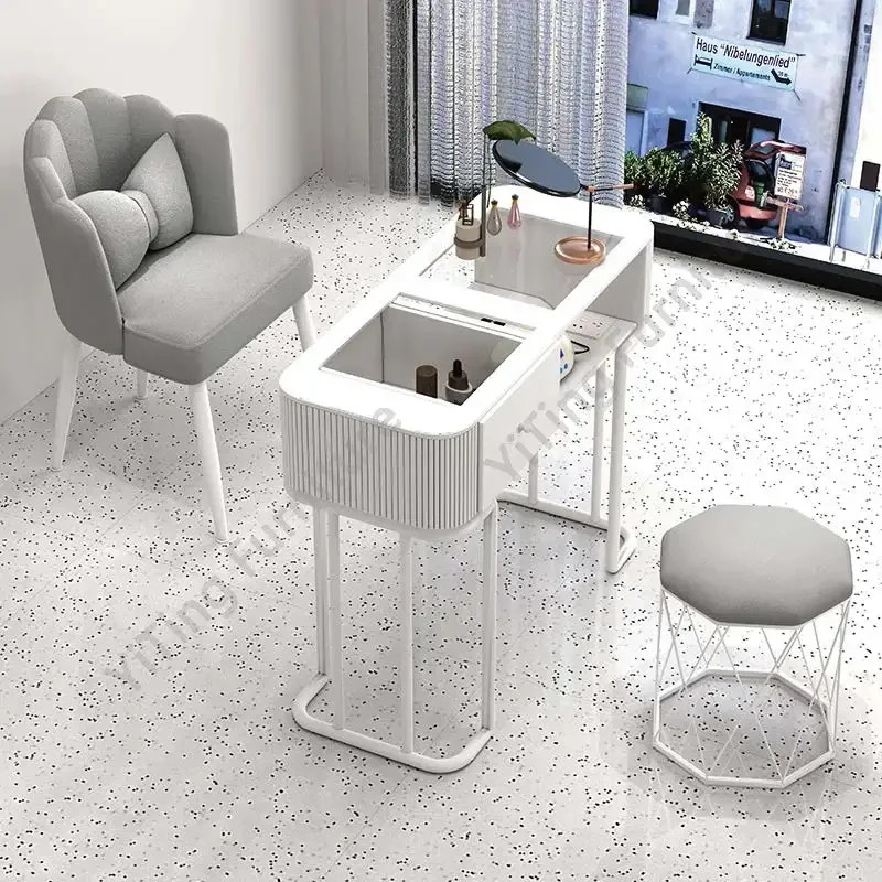 Nordic Modern Cream Style Nail Tables Professional Aesthetictable Manicure Table Dressing Mesa Manicura Salon Furniture KMNT