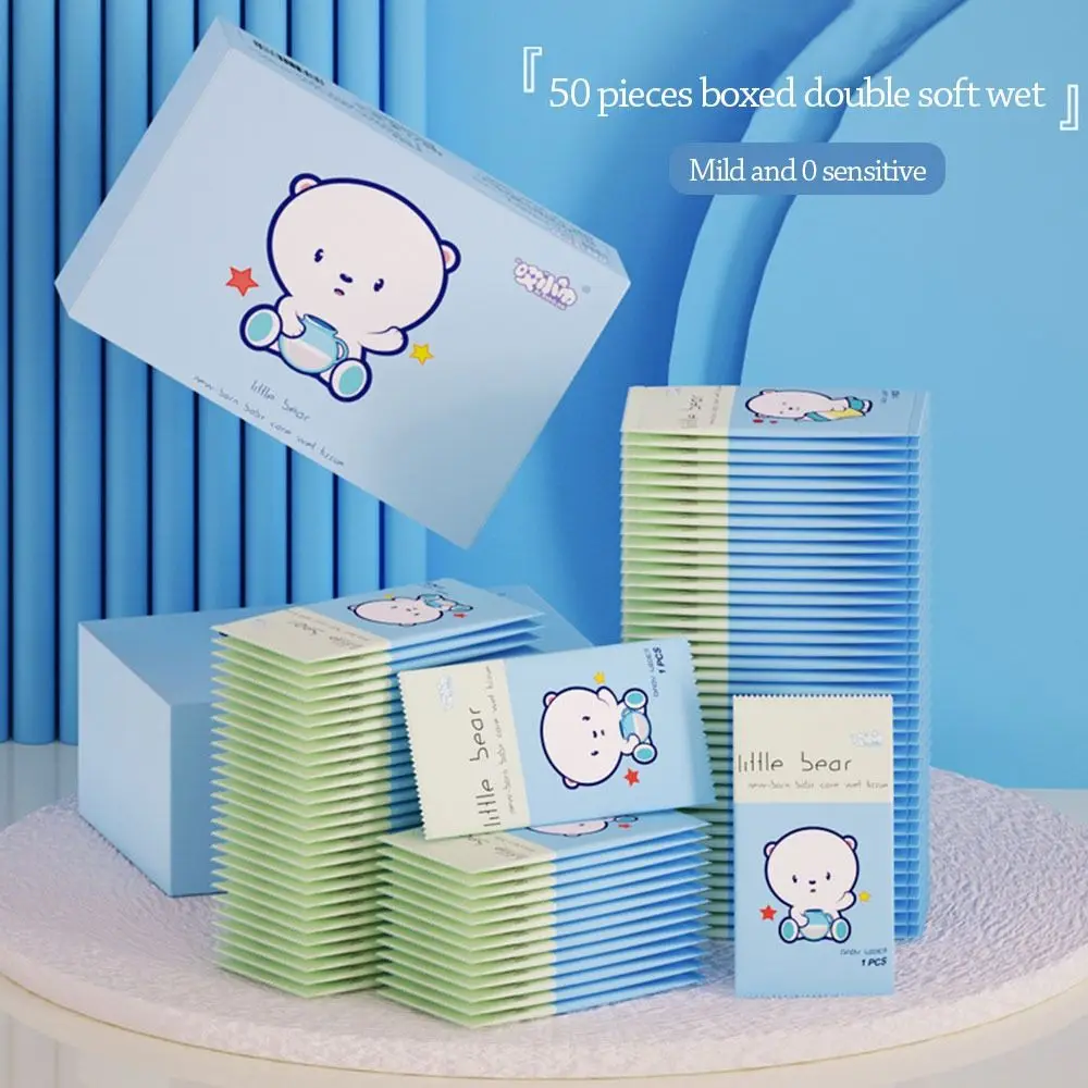 50 pçs descartável portátil toalhetes molhados cotonetes almofadas toalhetes molhados do bebê limpeza das mãos desinfecção segura praticidade ao ar livre