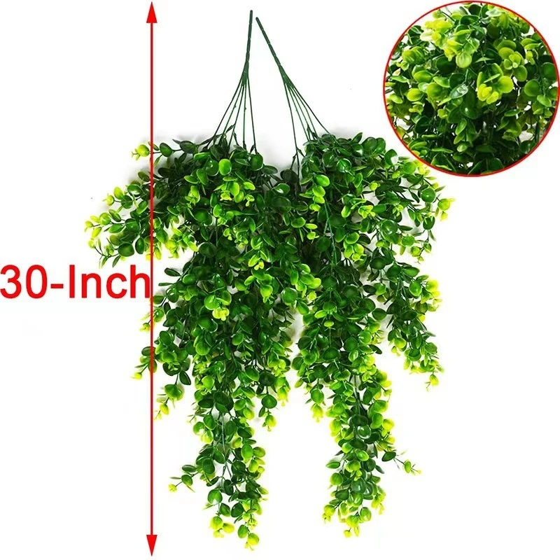 1 pz artificiale 5 forchette rattan eucalipto appeso a parete simulazione verde piante sospese finte vite fai da te casa decorazione esterna pianta