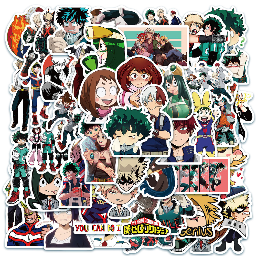 10/30/50/100pcs My Hero Academia สติกเกอร์ Deku อะนิเมะสติกเกอร์รถจักรยานยนต์เครื่องเขียนกระเป๋าเดินทาง Bakugou Katsuki All Might Decal ของเล่น