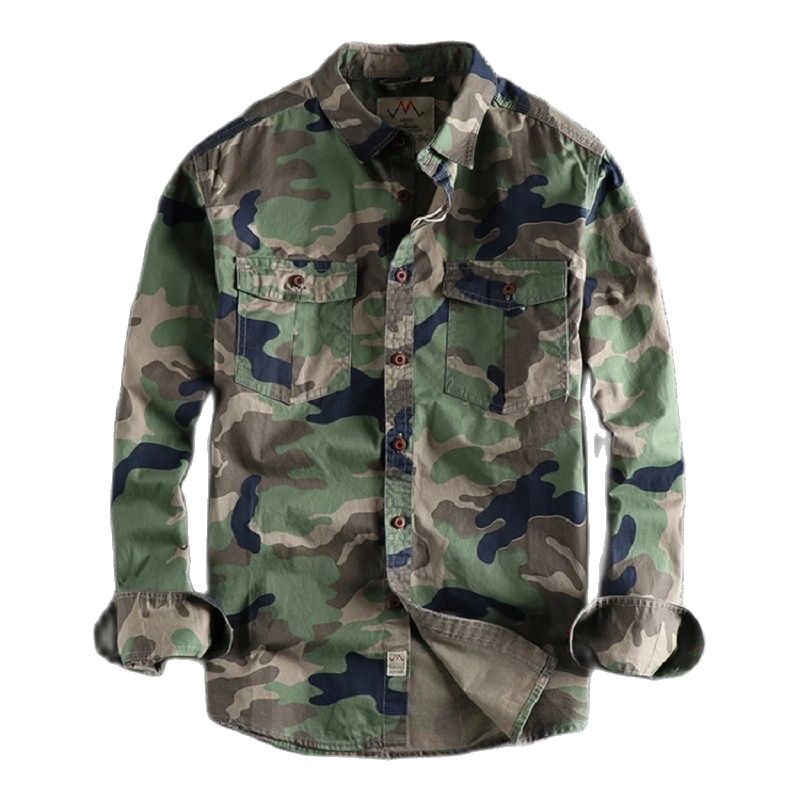 [Envío rápido de 24 horas] camisas Cargo de camuflaje para hombres, alta calidad, duraderas, para senderismo al aire libre, deporte, estilo americano diario, camisa informal