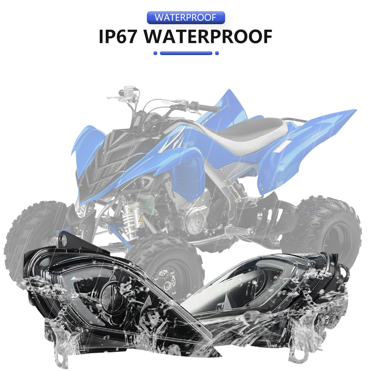 คู่ DRL ไฟหน้าสําหรับ Yamaha Raptor 700 700R YFZ450 YFZ450R YFZ450X Wolverine 450 350 H4 ไฟหน้า