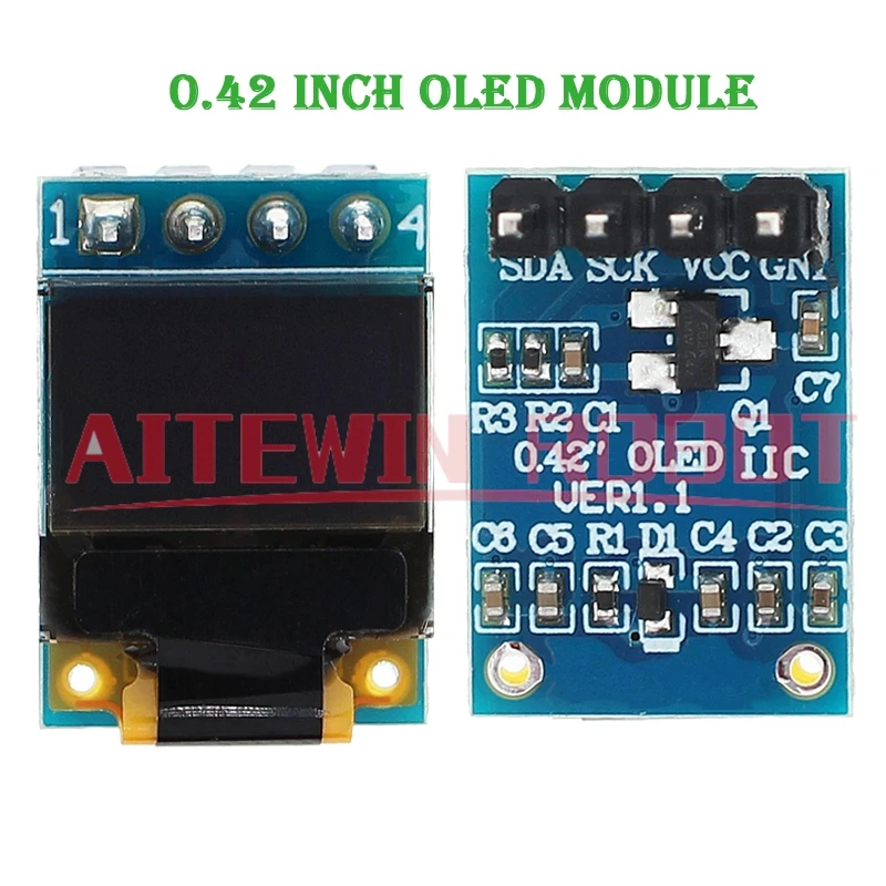 1 peça/3 peças módulo oled de 0.42 polegadas módulo de exibição branca interface iic supermini 72x40 ssd1315 unidade lcd interface iic