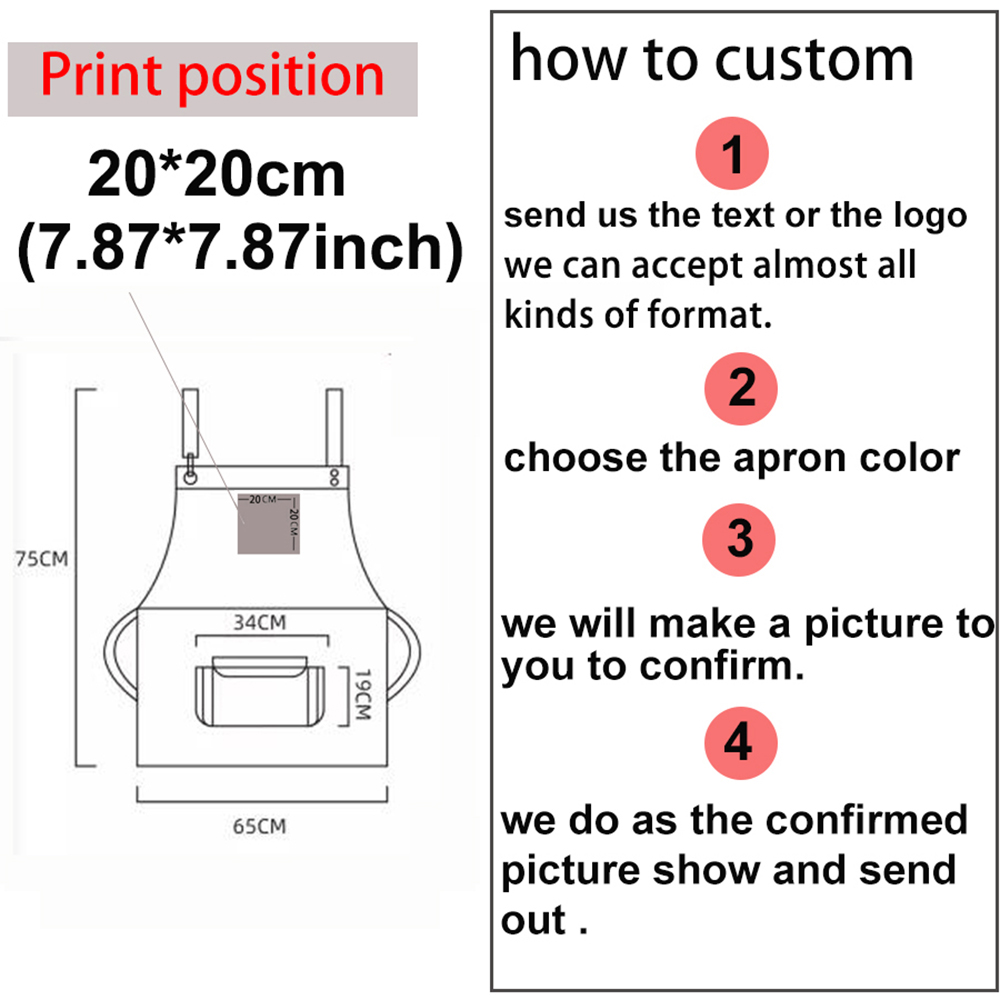 Apron Custom Logo Fee For Print Logo Kitchen Apron Chef Work BBQ Restaurant Bar Coffee Hairdresser Pet Shop Cloak Waiter Bib