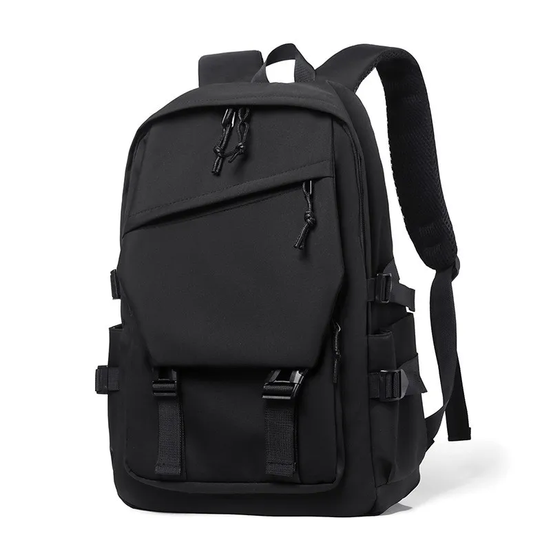 Una mochila de poliéster de 15 pulgadas impermeable de Color sólido Simple para hombres mochila de ordenador para estudiantes de pareja de moda