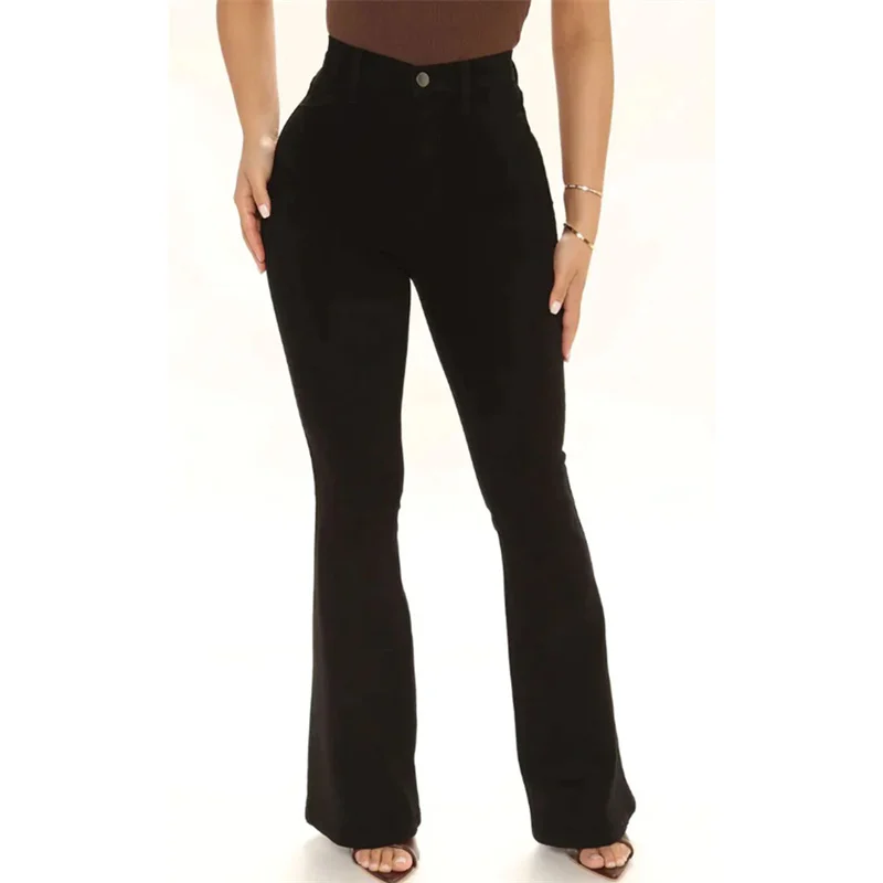 Mode Frauen Pendler Slim Fit Jeans Mittlere Taille Micro Ausgestelltes Denim Hosen Waschbar bodenlangen Hosen Weibliche Casual Streetwear