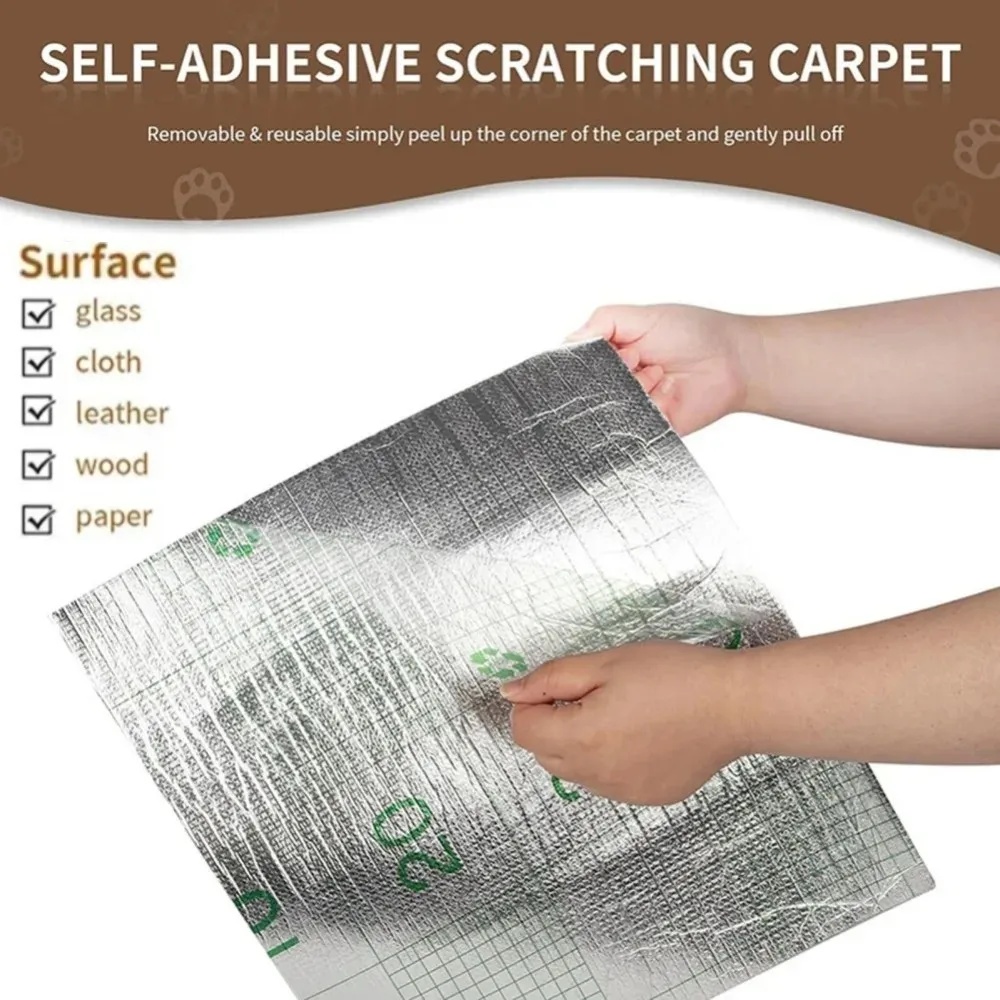 Self-Adhesive Cat Scratching Mat Trimmable Cat Carpet Cat Scratching Carpet Corner Wall Cat DIY Scratch Sofa Furniture Protector