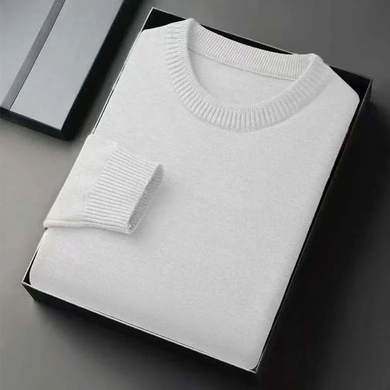 Klassischer Herren-Strickpullover mit Rundhalsausschnitt, langärmelig, weich, lässig, leicht, einfarbig, weich, für Herren