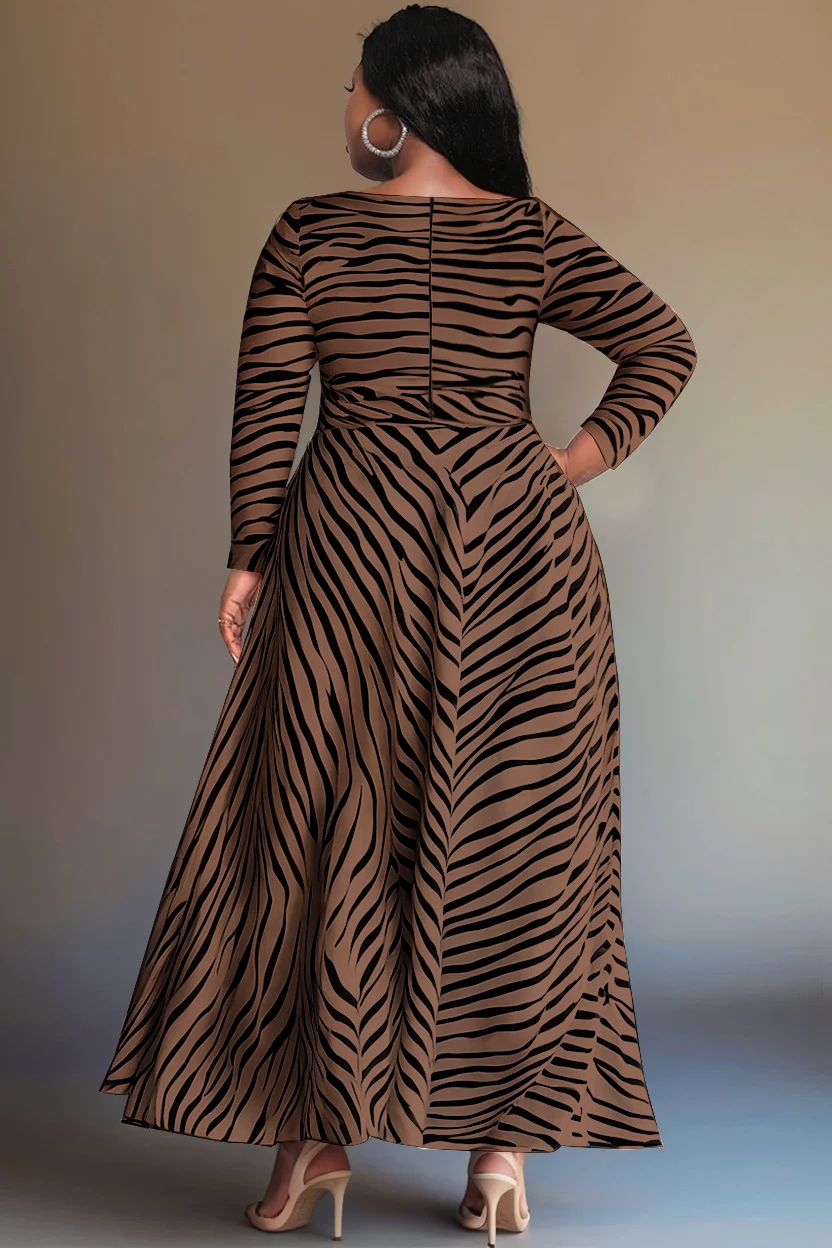 プリーツトラペーズドレス,ヴィンテージ,ビジネス,カジュアル,ラウンドネック,長袖,スリット,マキシニット,ラージサイズ,2025