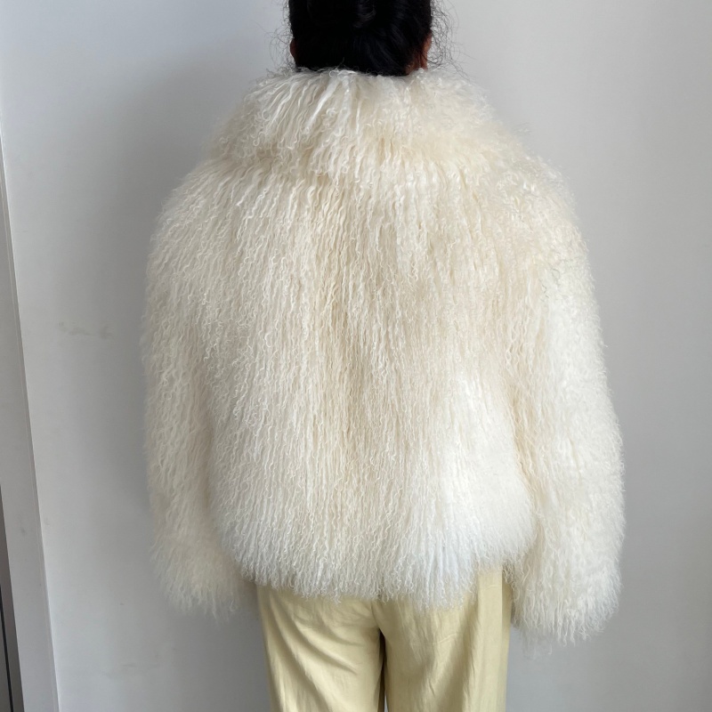 Beiziru Echte Mongoolse bontwinterjas voor dames, dikke warme modieuze jas met hoogwaardige kraag