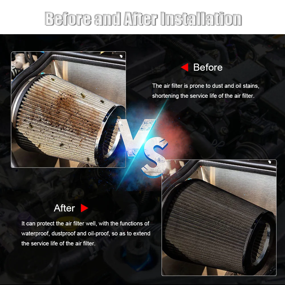 Verbesserte Version Luftfilter-Schutzhülle, echt wasserdicht, ölbeständig, staubdicht, für Lufteinlassfilter mit hohem Durchfluss
