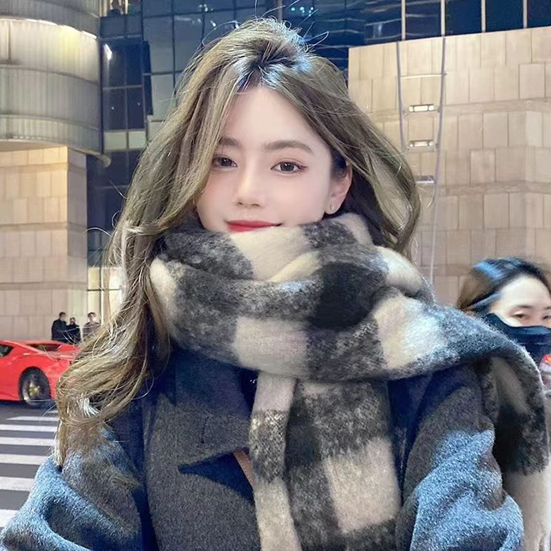 2024 冬のスカーフ女性の高級カシミヤ暖かいクラシックチェックブランケットラップ女性厚いソフトビッグタッセルショールロングポンチョ