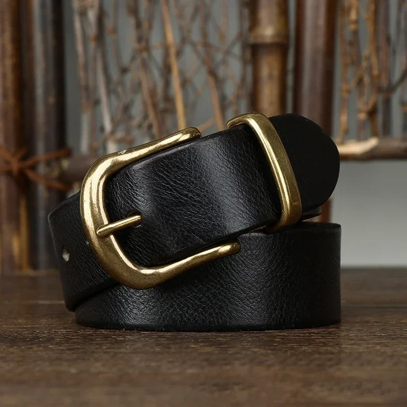 Cinturón de piel de vaca para hombre, cinturón masculino de diseñador de lujo, correa de cuero genuino, Pin fajas con hebilla