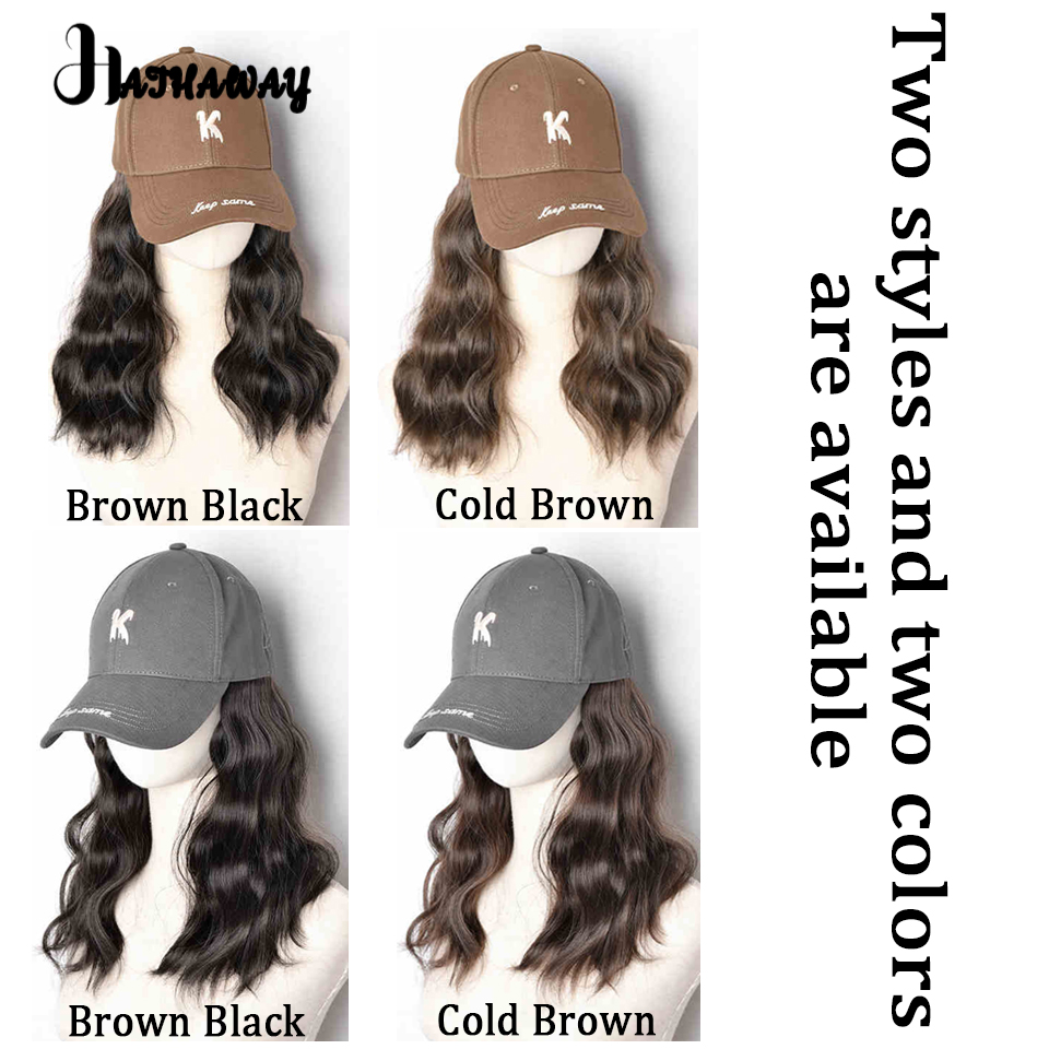 帽子かつら 1 女性ショートカーリーヘア全頭合成調節可能なバックル波形状ナチュラルワイルドウールロール野球帽キャップかつら