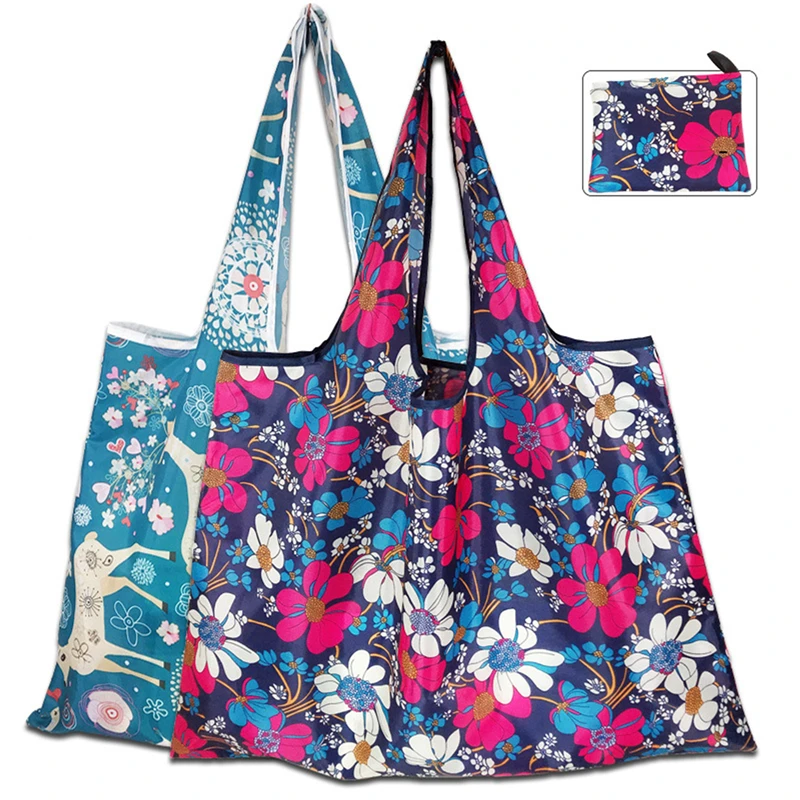 Shopping Bags Fashion Portable Various Prints and Large Capacity Convenient Nylon Easy to Fold Package Travel Essential