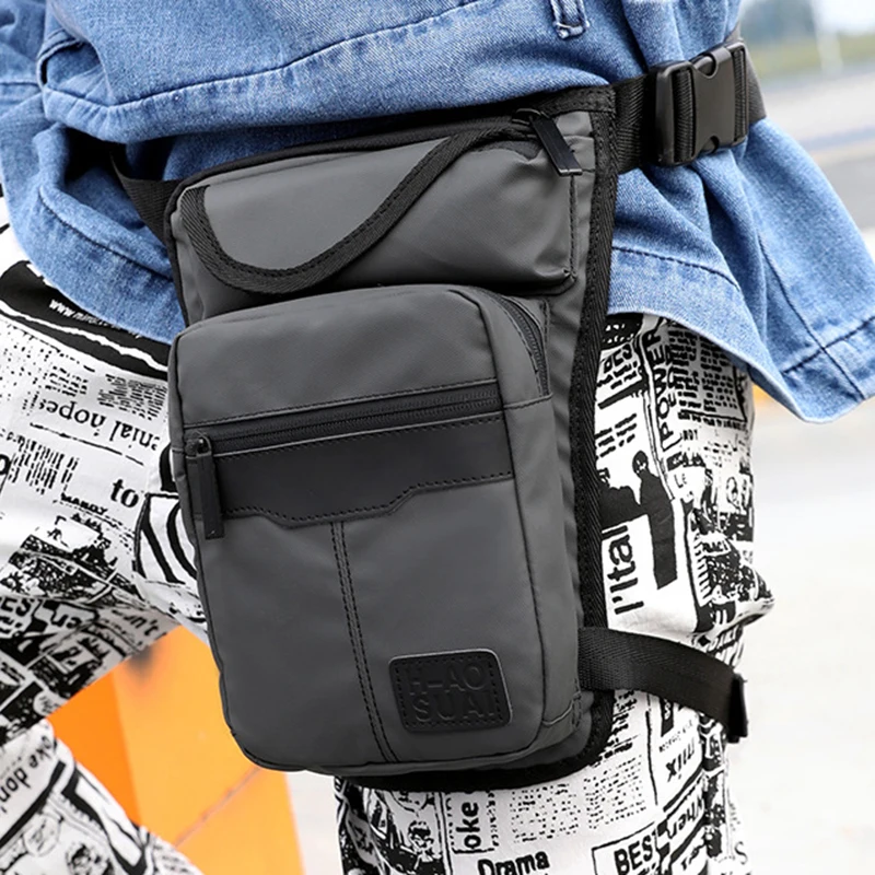 Hohe Qualität Nylon Männer Drop Bein Tasche Fanny Pack Motorrad Reiten Casual Schulter Kreuz Körper Oberschenkel Männlichen Hüfte Gürtel Taille Taschen