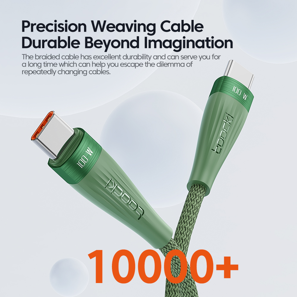 Toocki 240W 100W tipo C a tipo C Cable PD Cable de carga rápida Cable de datos para Poco Huawei Xiaomi Samsung USB C a USB C 3M