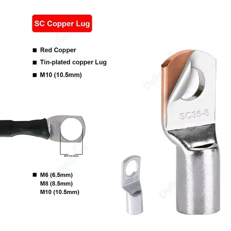 Silicone wire Soft Battery Cable 8 6 4 2 0 AWG Stranded Tin-plated Copper Wire With M6 M8 M10 Lug For Inverter Car Solar
