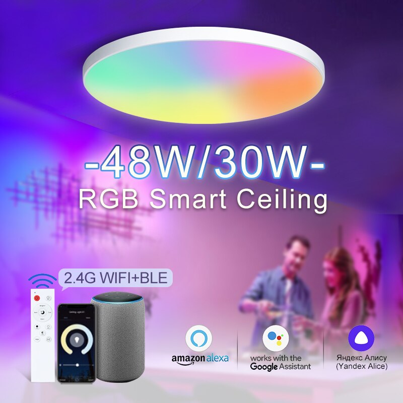 Intelligente moderne decken lampen 220v 30w 48w rgb cct smart home led lichter wifi app sprach steuerung mit alexa google yandex