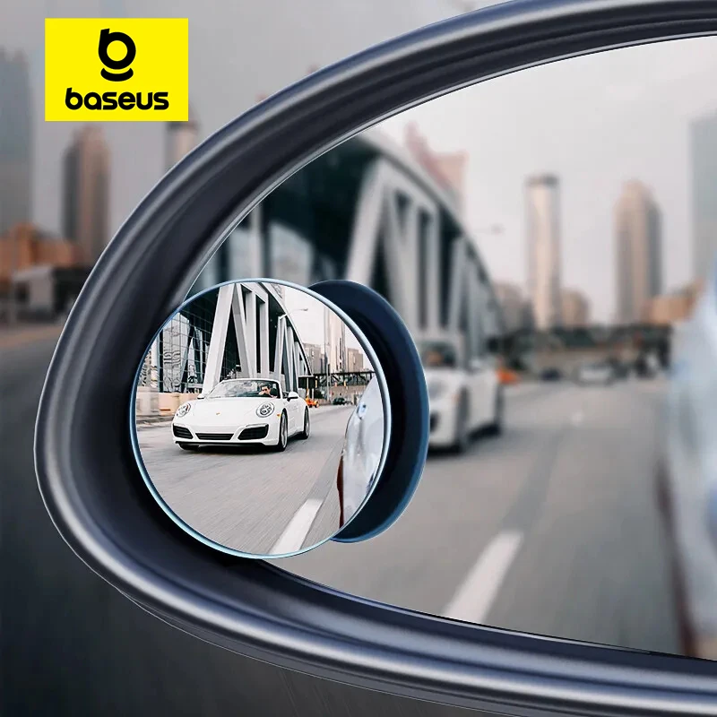 Baseus 2 Pcs Auto 360 Grad HD Blinden Fleck Konvexen Spiegel Auto Rückspiegel Weitwinkel Fahrzeug Parkplatz Randlose Spiegel