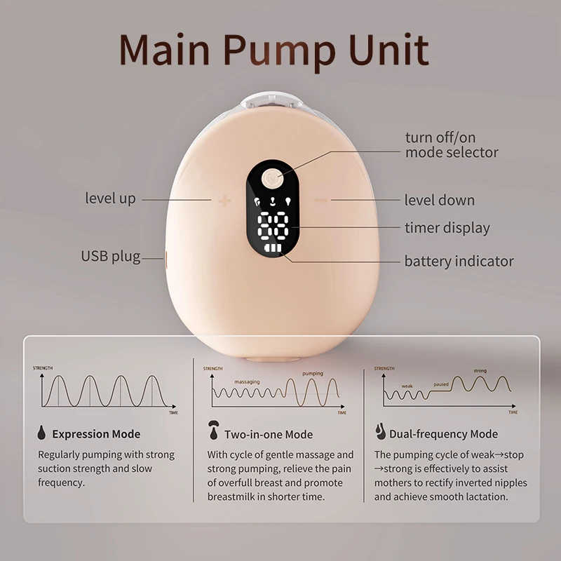 New Arrival Wholesale Electric Wearable Wireless Breast Pump Support APP & Half-lying Suction Hands Free Breastfeeding Pump