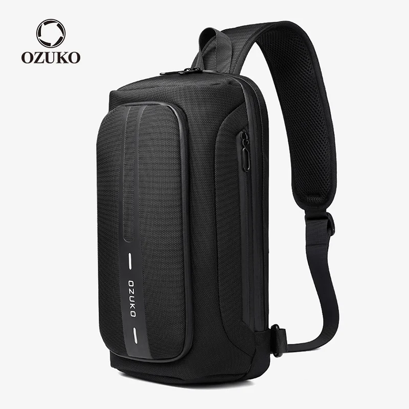 Ozuko multifuncional saco de peito masculino anti-roubo estilingue sacos de ombro à prova dwaterproof água carregamento usb ao ar livre crossbody saco do mensageiro