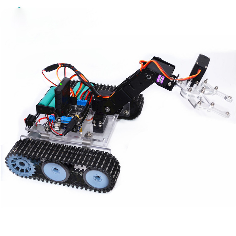 แขนหุ่นยนต์พร้อมรถถัง RC 4 dof สำหรับหุ่นยนต์ Arduino หุ่นยนต์อะคริลิคของตกแต่งงานปาร์ตี้ tangki REMOTE CONTROL Ps2 MG996หุ่นยนต์ตั้งโปรแกรมได้