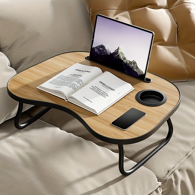 Versatile Foldable Laptop Desk with Cup Holder & Phone Stand ,Portable Bed Tray for Breakfast, Ideal for Floor Reading & Writing