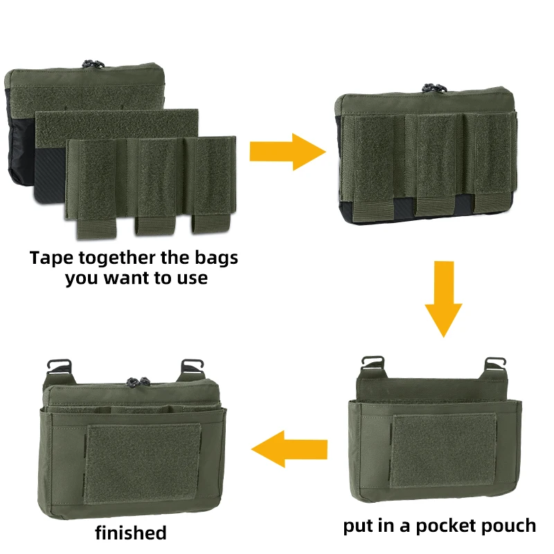 IDOGEAR Bolsa tática DOPE com aba frontal com bolsa magnética bolso canguru conjunto completo Ranger Green