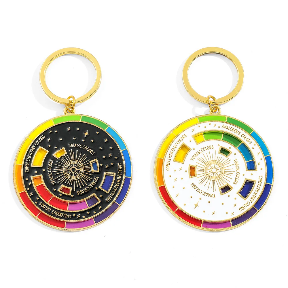 1 pezzo Salva la tua sfida abbinata ai colori, gioielli portachiavi in lega con ruota dei colori arcobaleno, la scelta migliore per l'uso quotidiano e il regalo