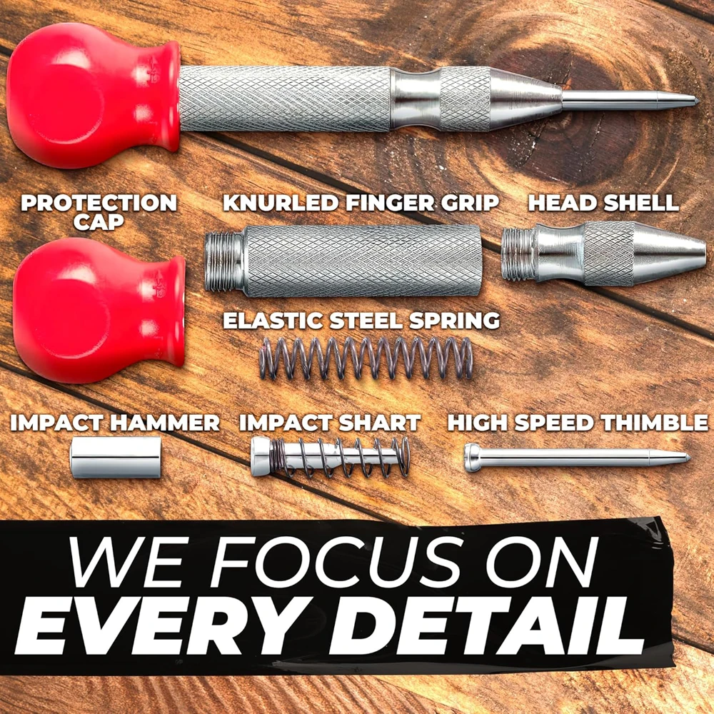 New Automatic Center Punch Glass Breaker Window Puncher Bit Center Punch Eyelet Automatic Spring Impact Punch Woodworking Tools